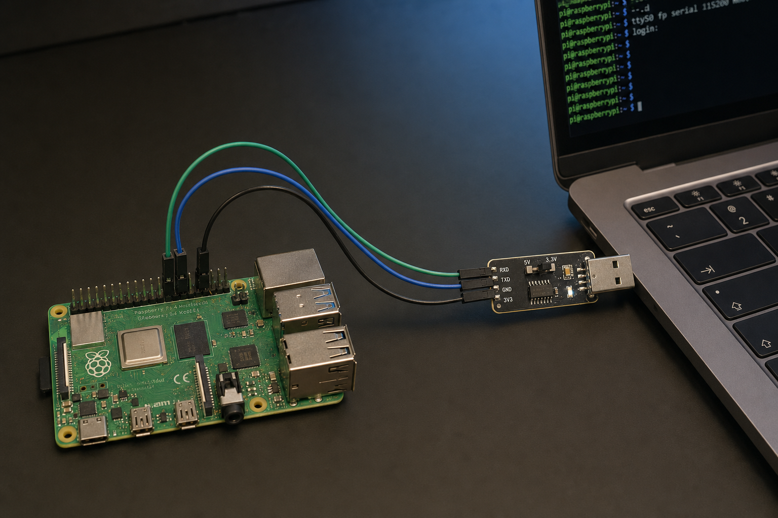 Raspberry Pi 4 UART bağlantısı ve geliştirme terminali